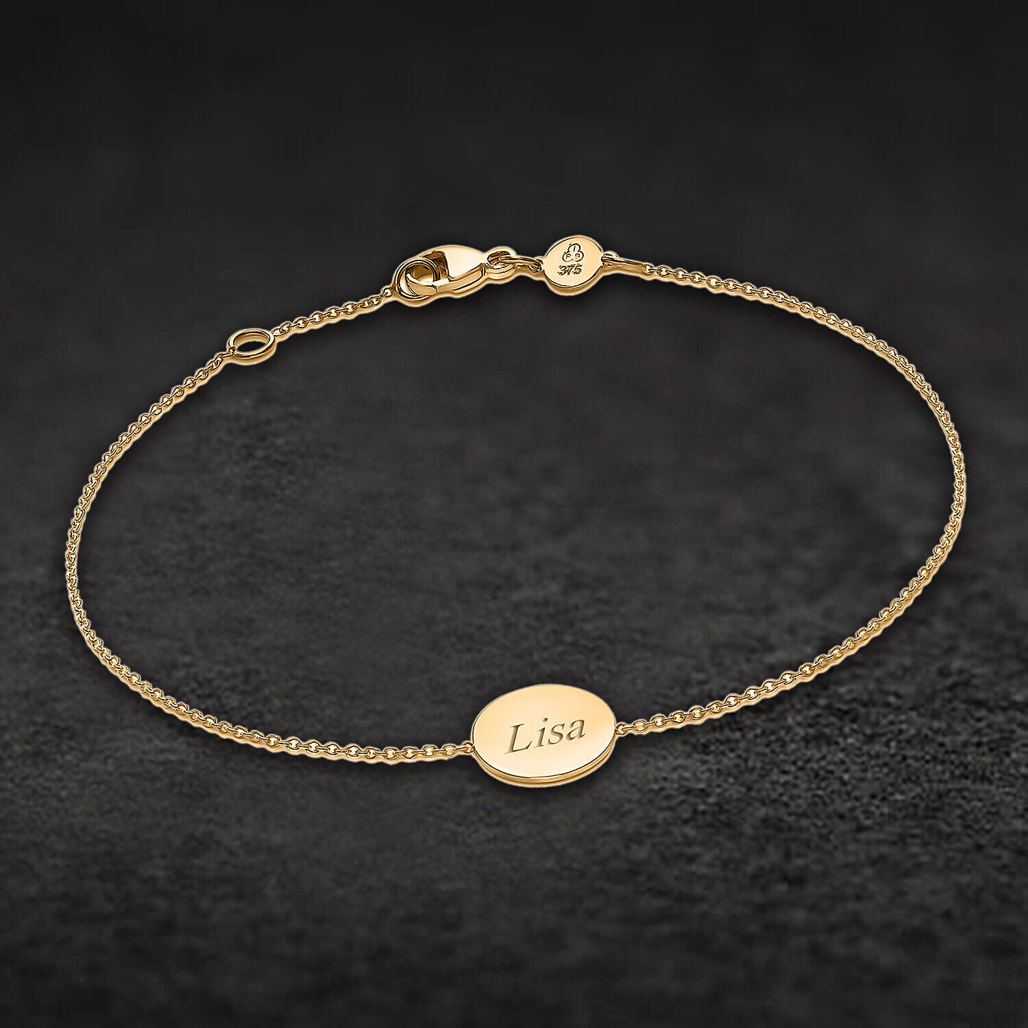 Personalised Engravable 9K Gold 10mm Disc Adjustable Bracelet,Size- 7-7.5 Inch
