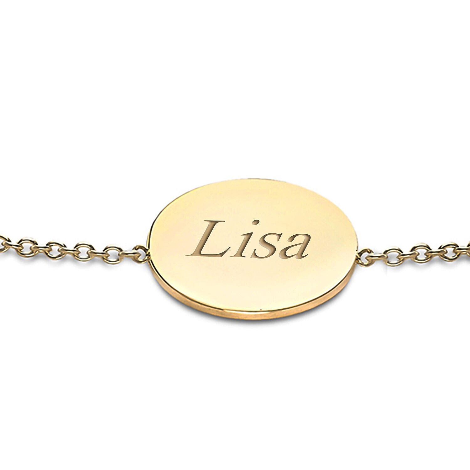 Personalised Engravable 9K Gold 10mm Disc Adjustable Bracelet,Size- 7-7.5 Inch