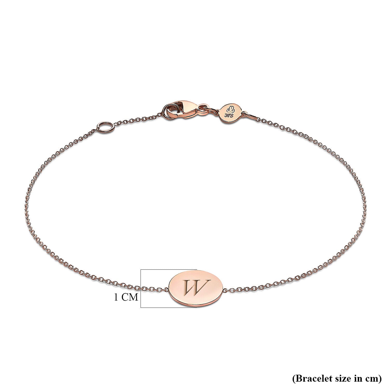 Personalised Engravable 9K Gold 10mm Disc Adjustable Bracelet,Size- 7-7.5 Inch