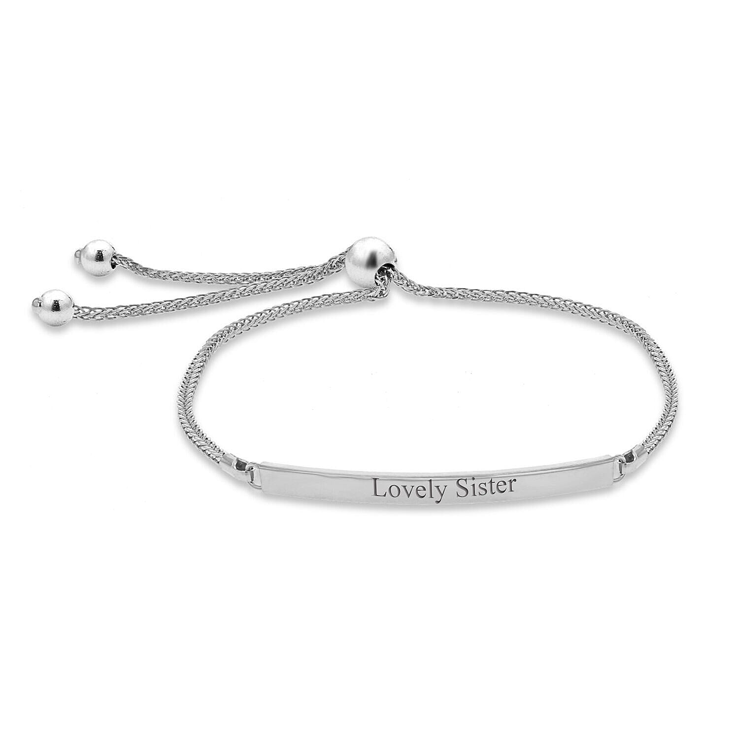 Personalised Engravable 9K Gold 3mm x 34.5mm Spiga Chain Adjustable Slider ID Bracelet, Size-9.5 Inch