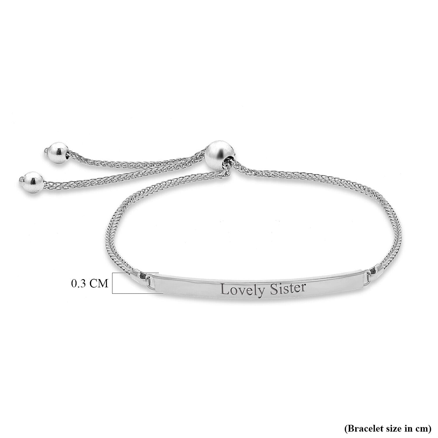 Personalised Engravable 9K Gold 3mm x 34.5mm Spiga Chain Adjustable Slider ID Bracelet, Size-9.5 Inch