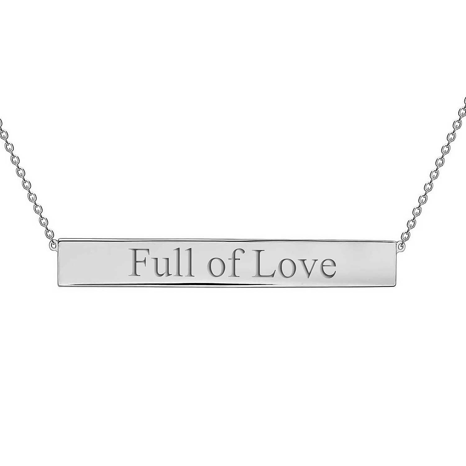 Personalised Engravable 9K Gold 35mm x 5mm Horizontal-Bar Adjustable Necklace, Size-16-17