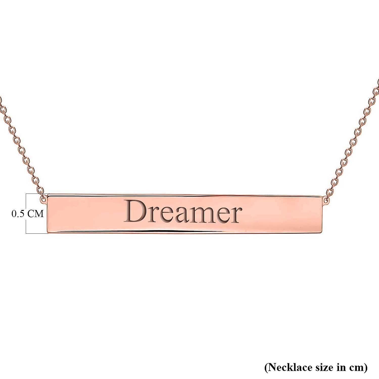 Personalised Engravable 9K Gold 35mm x 5mm Horizontal-Bar Adjustable Necklace, Size-16-17