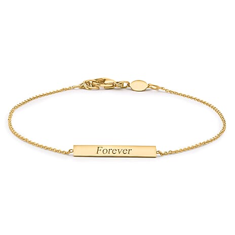 Personalised Engravable 9K Gold 3mm x 20mm Horizontal-Bar Adjustable Bracelet, Size-7-7.5 Inch