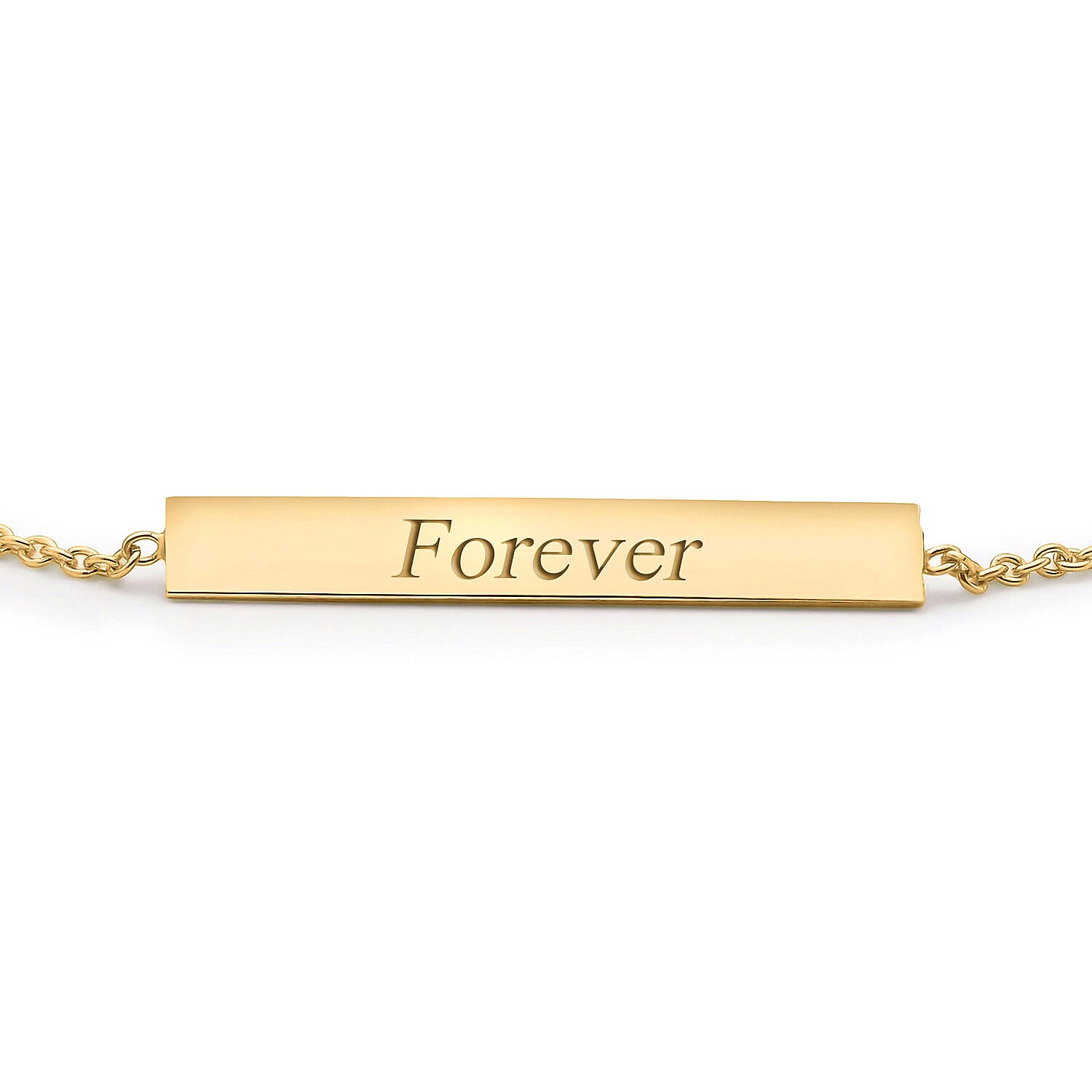 Personalised Engravable 9K Gold 3mm x 20mm Horizontal-Bar Adjustable Bracelet, Size-7-7.5 Inch