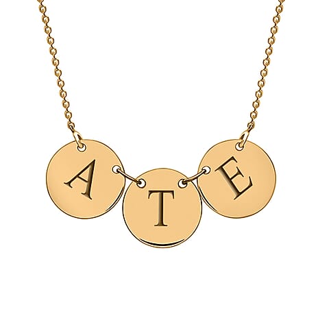 Personalised Engravable 9K Gold Triple 10mm Initial Disc Adjustable Necklace, Size-16-17 Inch