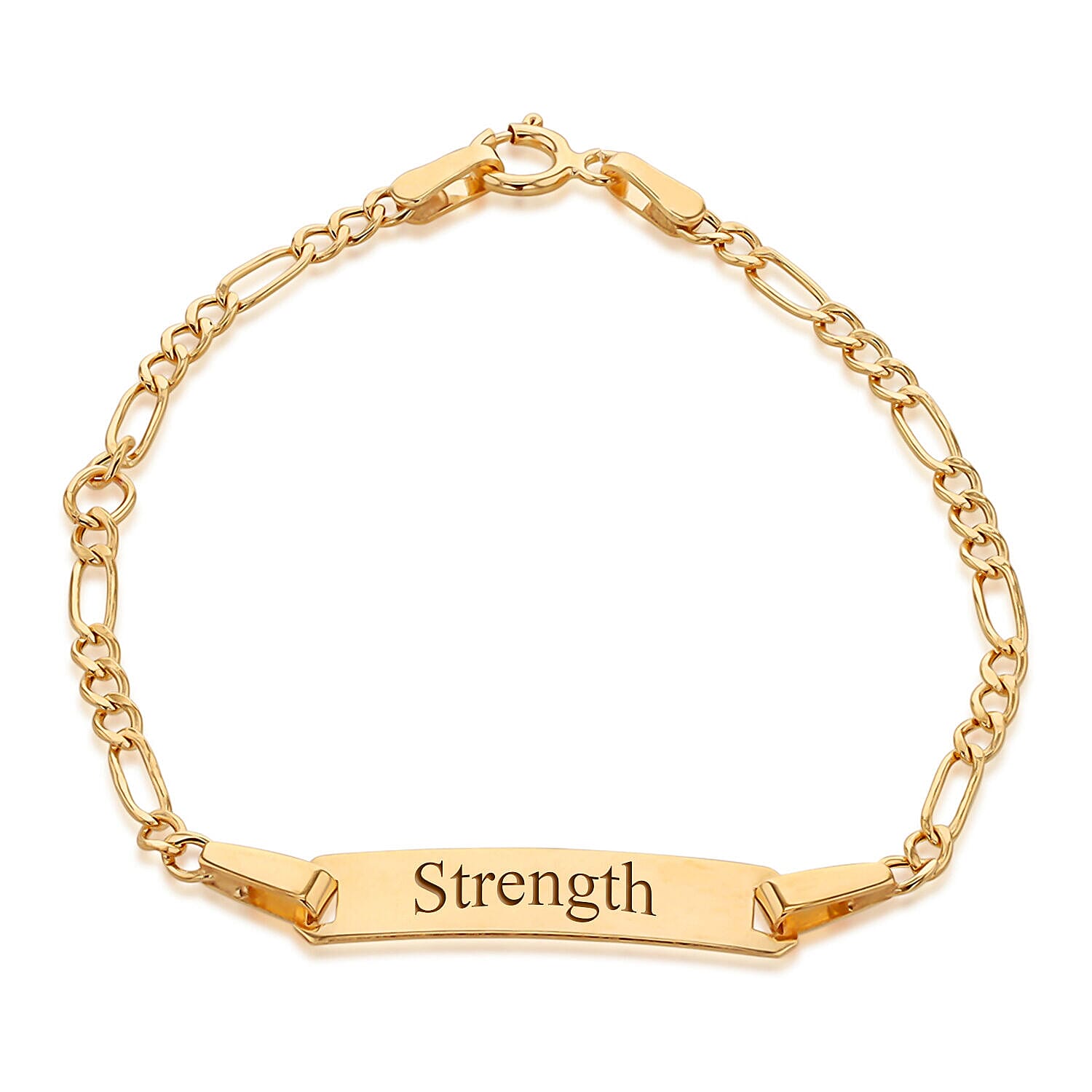 Personalised Engravable 9K Gold Hollow Figaro 17mm x 4.5mm ID Child's Adjustable Bracelet, Size-10.5-13 Inch