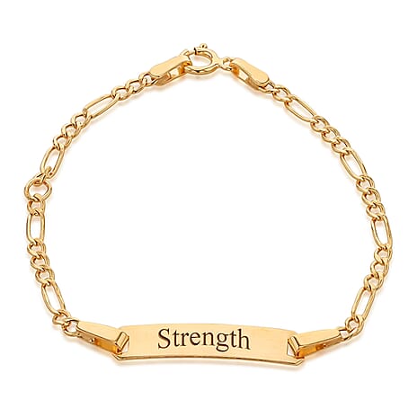 Personalised Engravable 9K Gold Hollow Figaro 17mm x 4.5mm ID Child's Adjustable Bracelet, Size-10.5-13 Inch