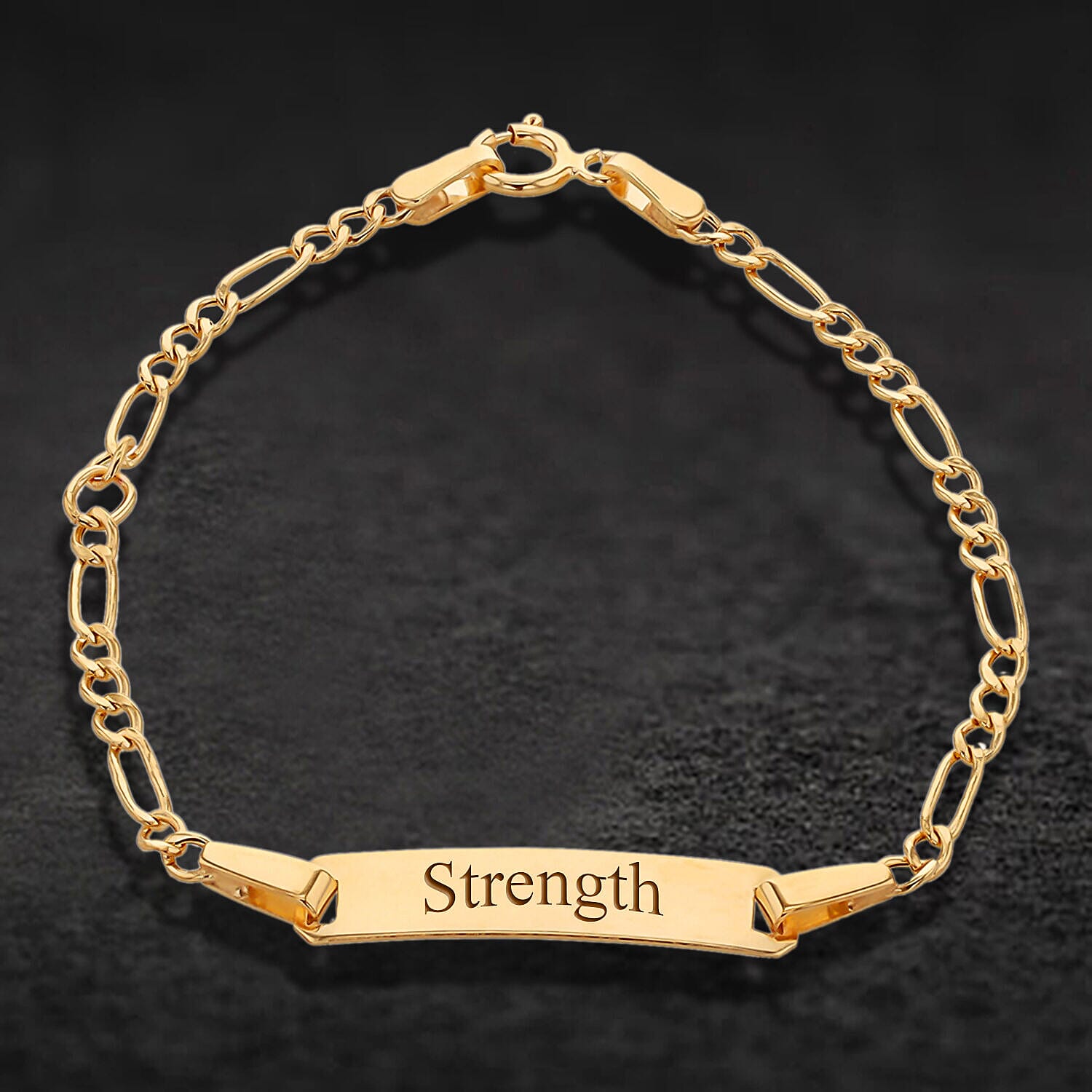 Personalised Engravable 9K Gold Hollow Figaro 17mm x 4.5mm ID Child's Adjustable Bracelet, Size-10.5-13 Inch