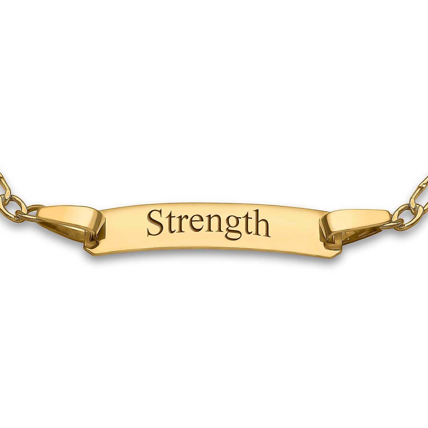 Personalised Engravable 9K Gold Hollow Figaro 17mm x 4.5mm ID Child's Adjustable Bracelet, Size-10.5-13 Inch