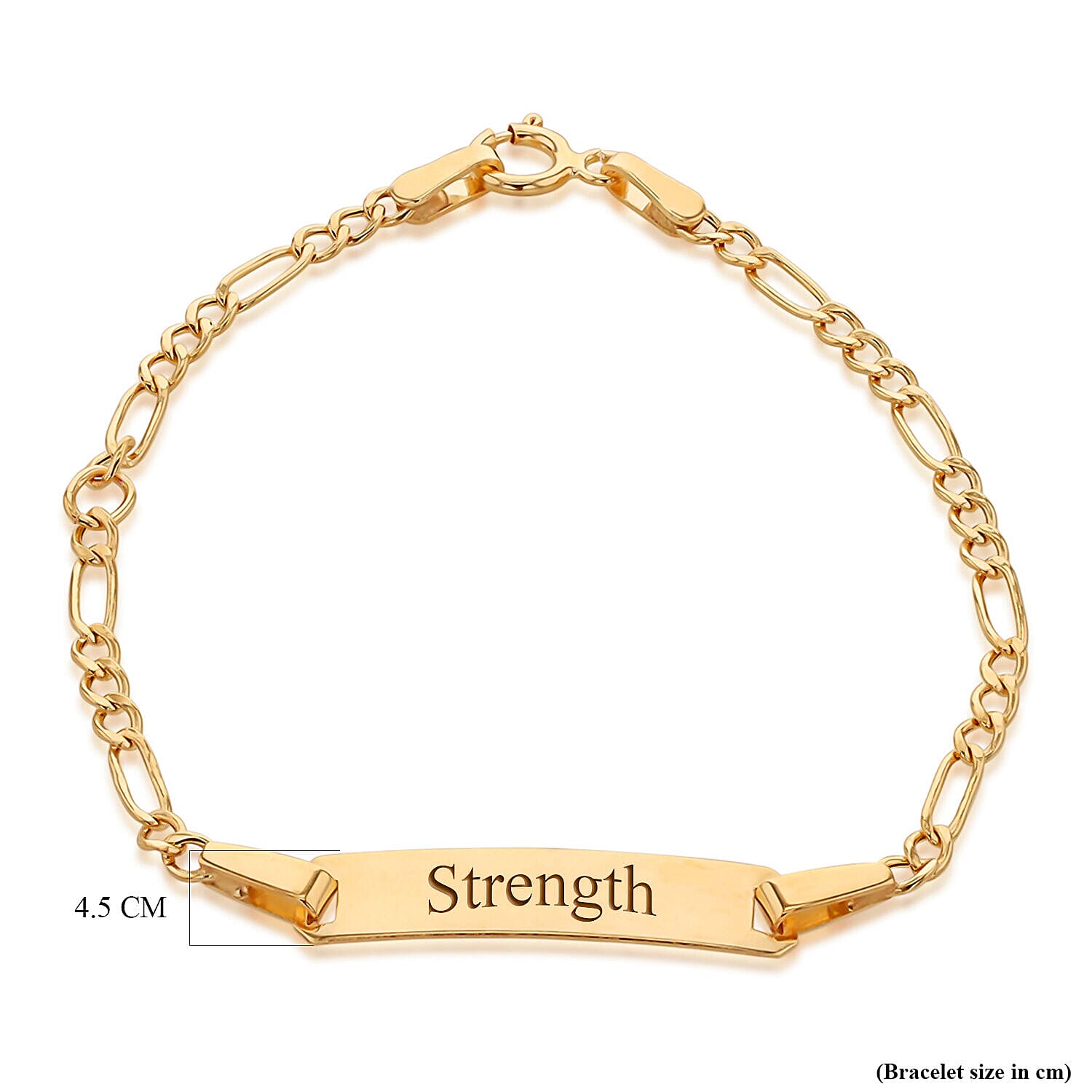 Personalised Engravable 9K Gold Hollow Figaro 17mm x 4.5mm ID Child's Adjustable Bracelet, Size-10.5-13 Inch
