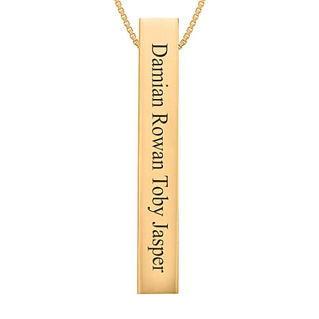 Personalised Engravable 9K Gold 5mm x 32mm Vertical Rectangular Cuboid Adjustable Necklace, Size-18-20 Inch