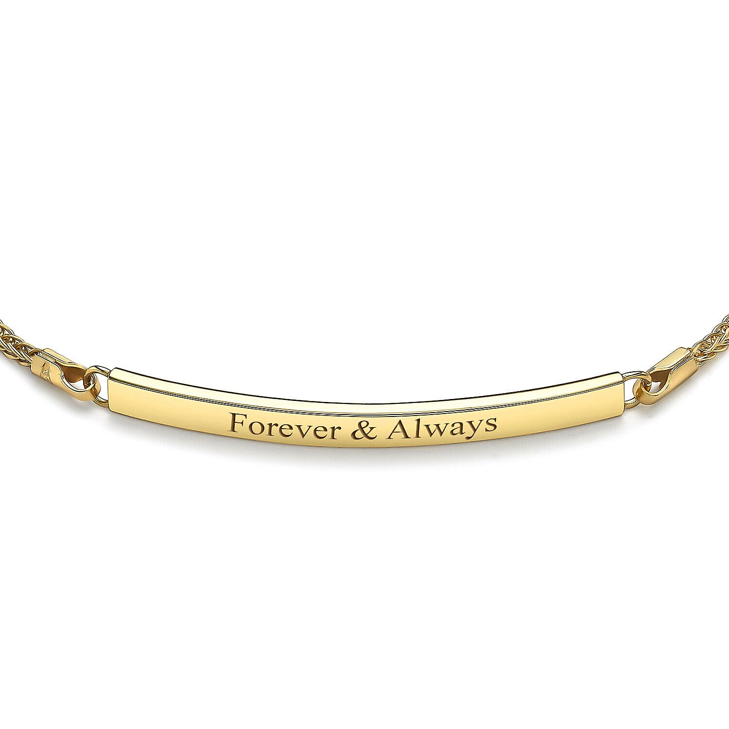Personalised Engravable 9K Gold 3mm x 34.5mm Spiga Chain Adjustable Slider ID Bracelet 9.5 Inch