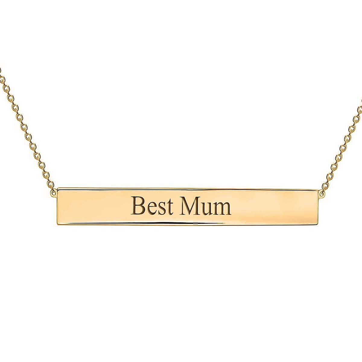 Personalised Engravable 9K Gold 35mm x 5mm Horizontal-Bar Adjustable Necklace, Size-16-17 Inch