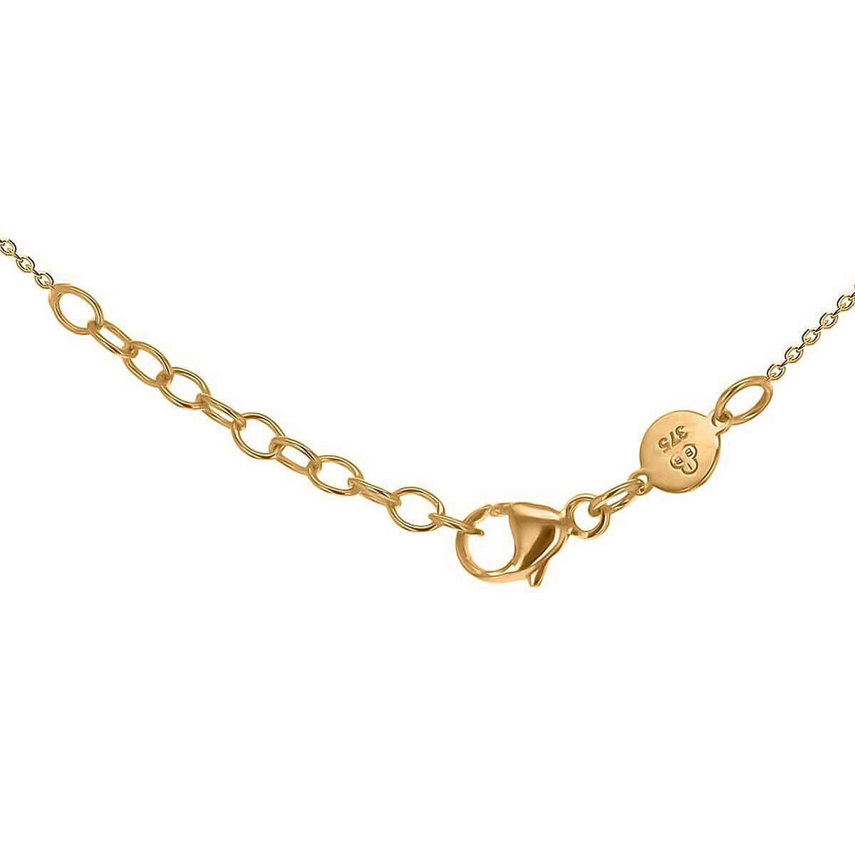 Personalised Engravable 9K Gold 35mm x 5mm Horizontal-Bar Adjustable Necklace, Size-16-17 Inch