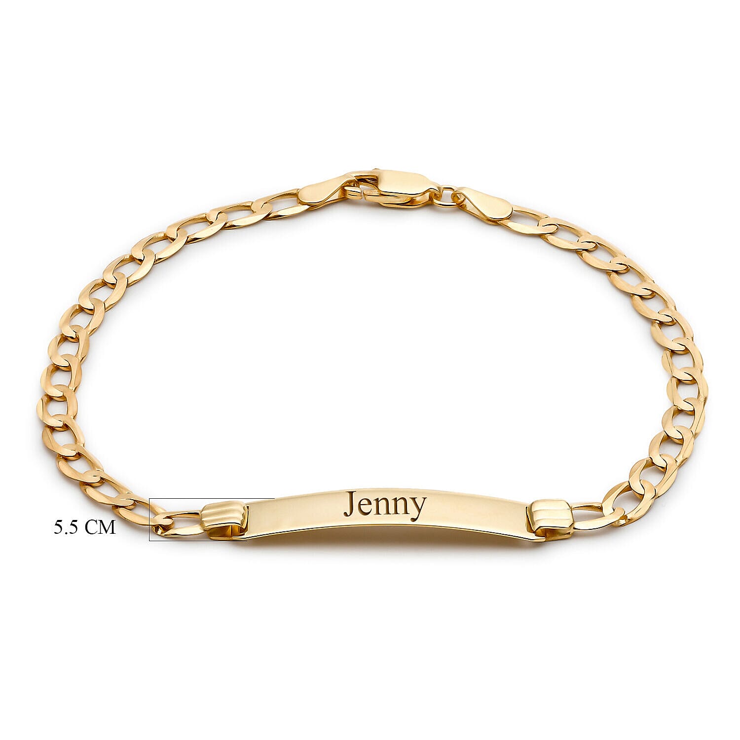 Personalised Engravable 9K Gold 33mm x 7mm Flat 120 Curb ID Bracelet, Size-7.5 Inch