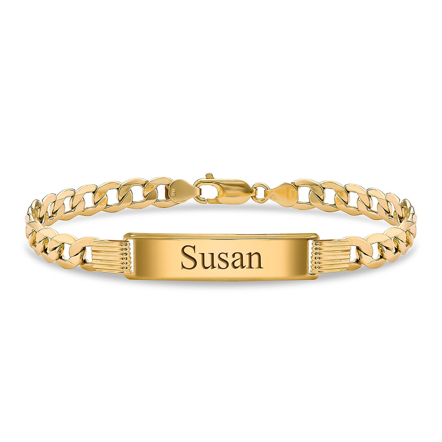 Personalised Engravable 9K Gold 31mm x 8.5mm Hollow Curb ID Bracelet, Size-8.5 Inch