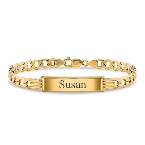 Personalised Engravable 9K Gold 31mm x 8.5mm Hollow Curb ID Bracelet, Size-8.5 Inch