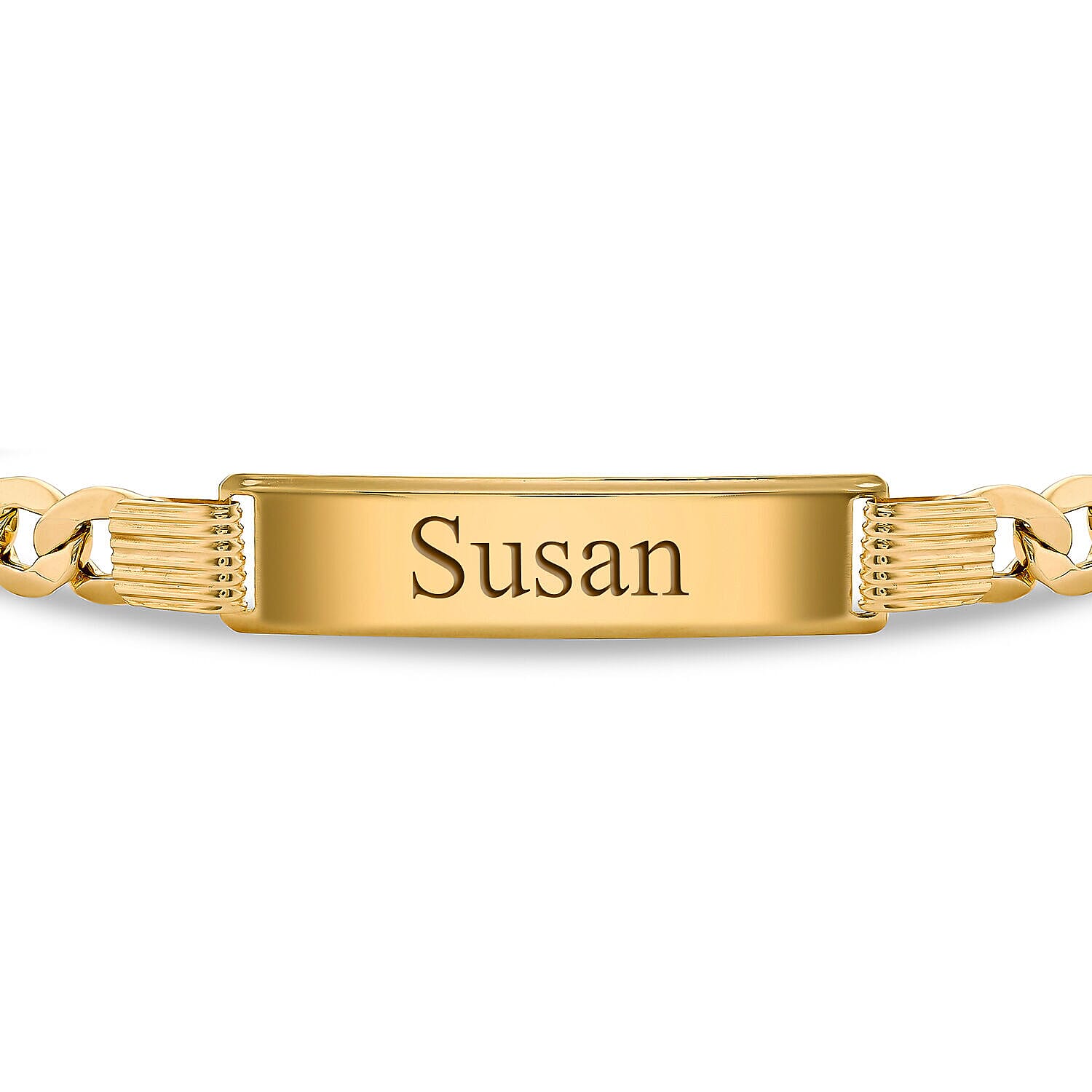Personalised Engravable 9K Gold 31mm x 8.5mm Hollow Curb ID Bracelet, Size-8.5 Inch