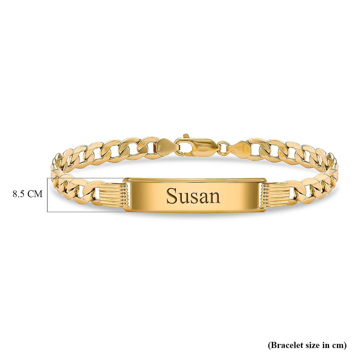 Personalised Engravable 9K Gold 31mm x 8.5mm Hollow Curb ID Bracelet, Size-8.5 Inch