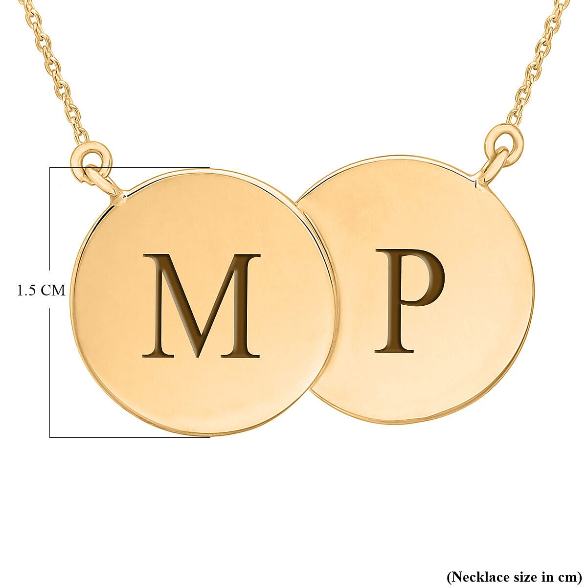 Personalised Engravable 9K Gold 26mm x 15mm Double Disc Adjustable Necklace, Size-16-17 Inch