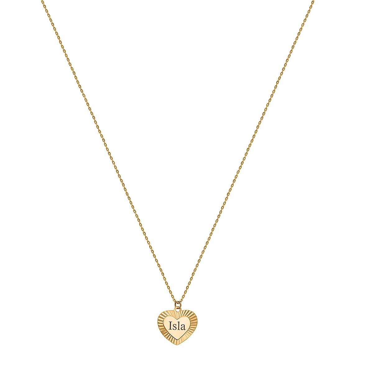 Personalised Engravable 9K Gold 12.6mm x 13.7mm Diamond Cut and Polished Double Heart Adjustable Necklace, Size-16-18 Inch