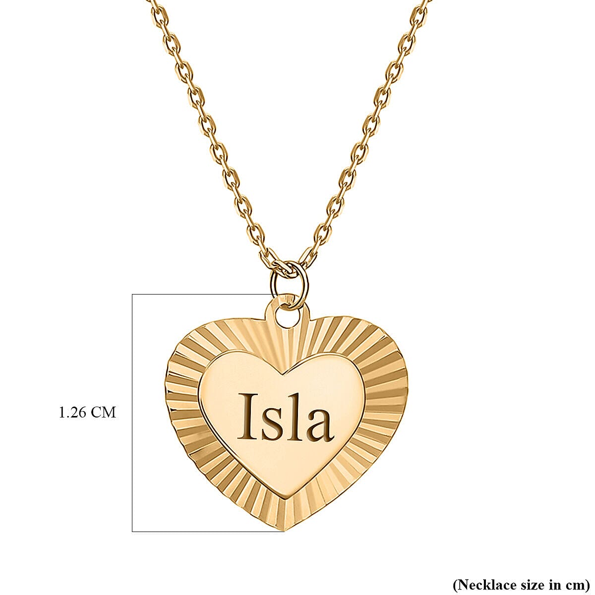 Personalised Engravable 9K Gold 12.6mm x 13.7mm Diamond Cut and Polished Double Heart Adjustable Necklace, Size-16-18 Inch