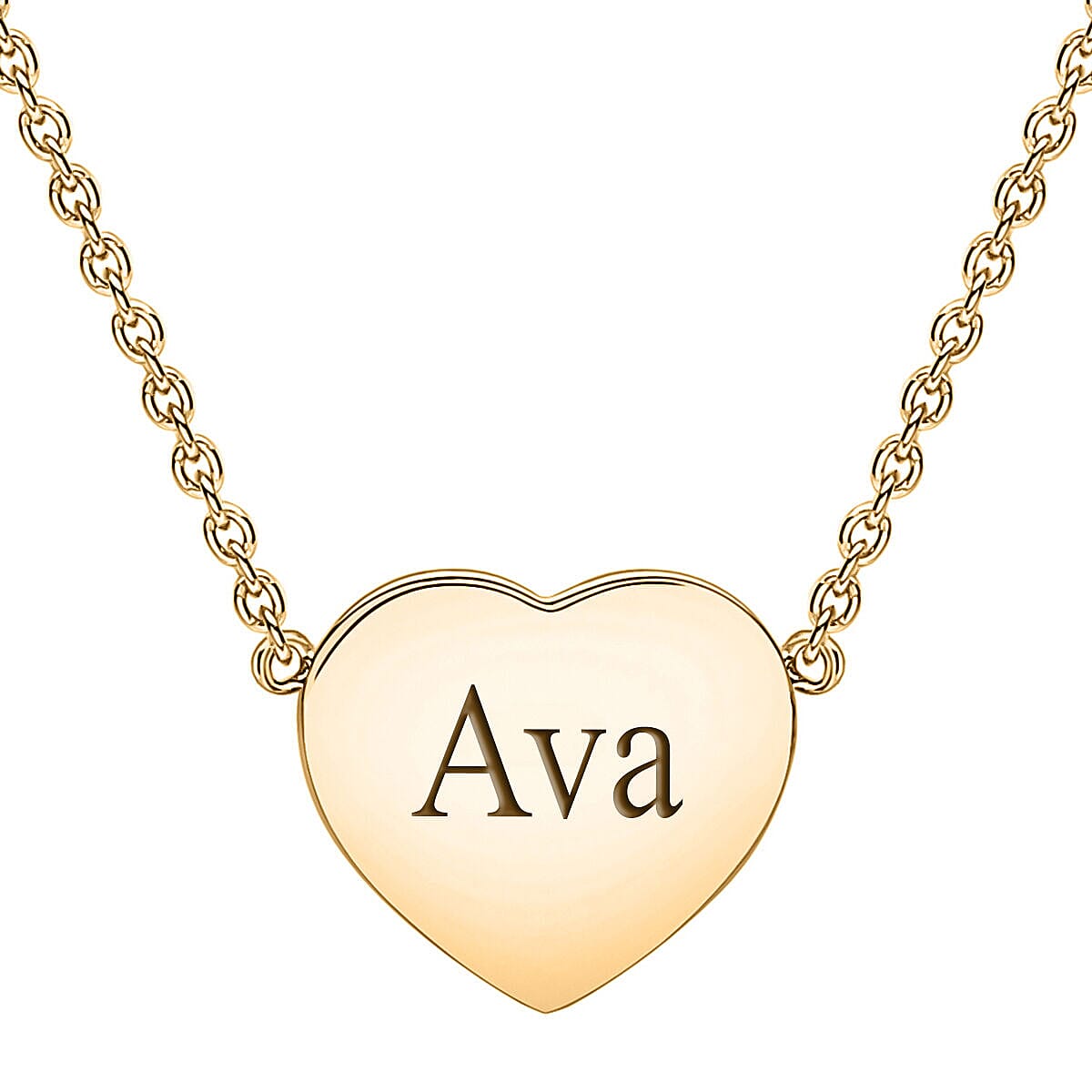 Personalised Engravable 9K Gold 11.5mm x 10.5mm Heart Adjustable Necklace 16-17 Inch