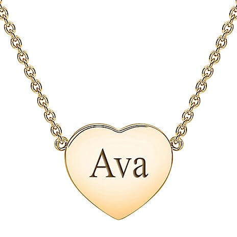 Personalised Engravable 9K Gold 11.5mm x 10.5mm Heart Adjustable Necklace 16-17 Inch