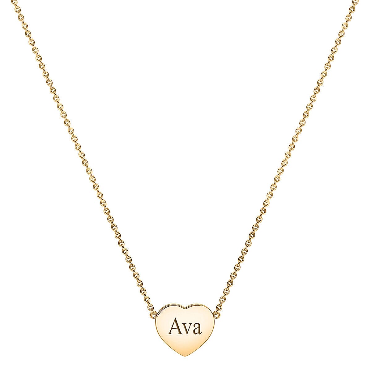 Personalised Engravable 9K Gold 11.5mm x 10.5mm Heart Adjustable Necklace 16-17 Inch