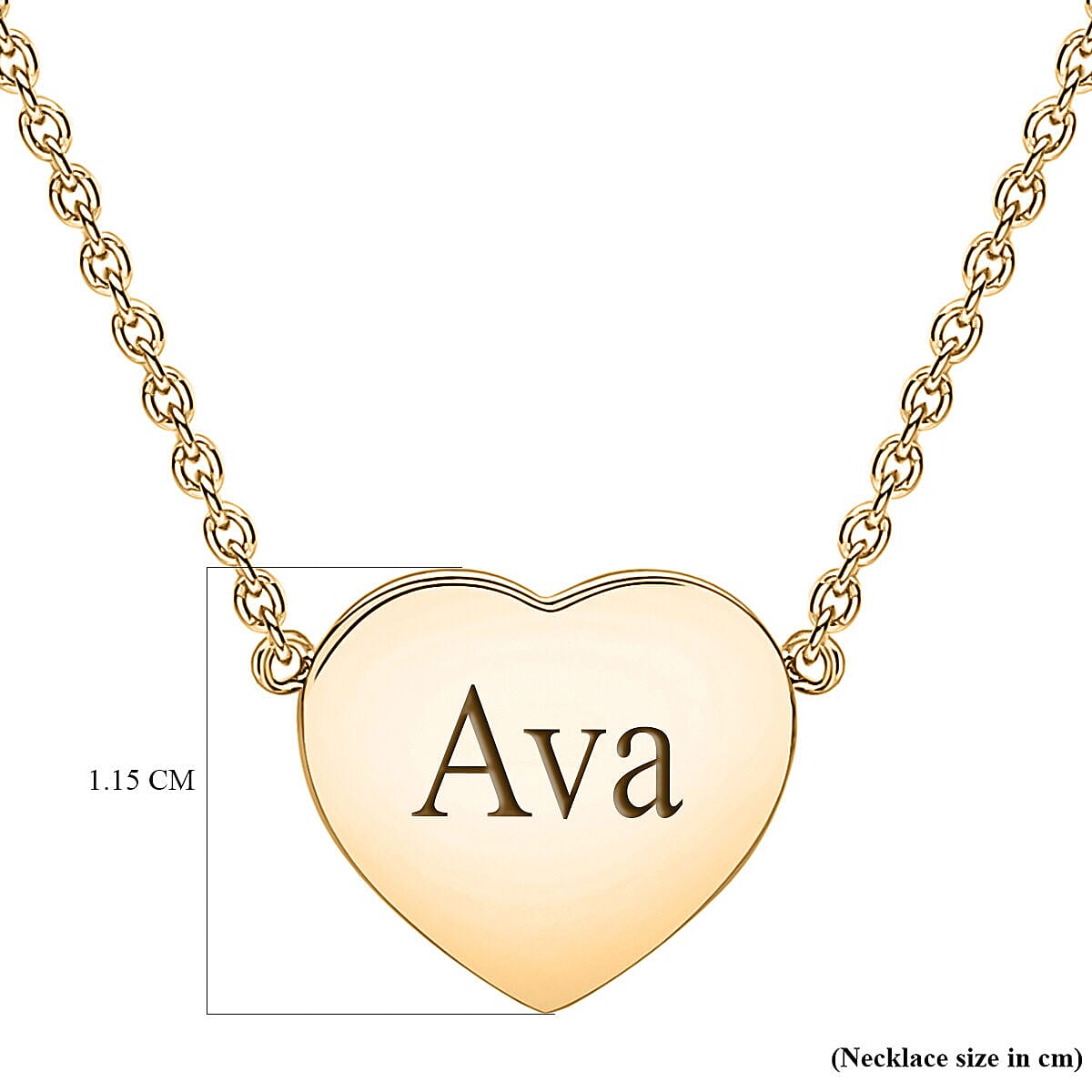 Personalised Engravable 9K Gold 11.5mm x 10.5mm Heart Adjustable Necklace 16-17 Inch