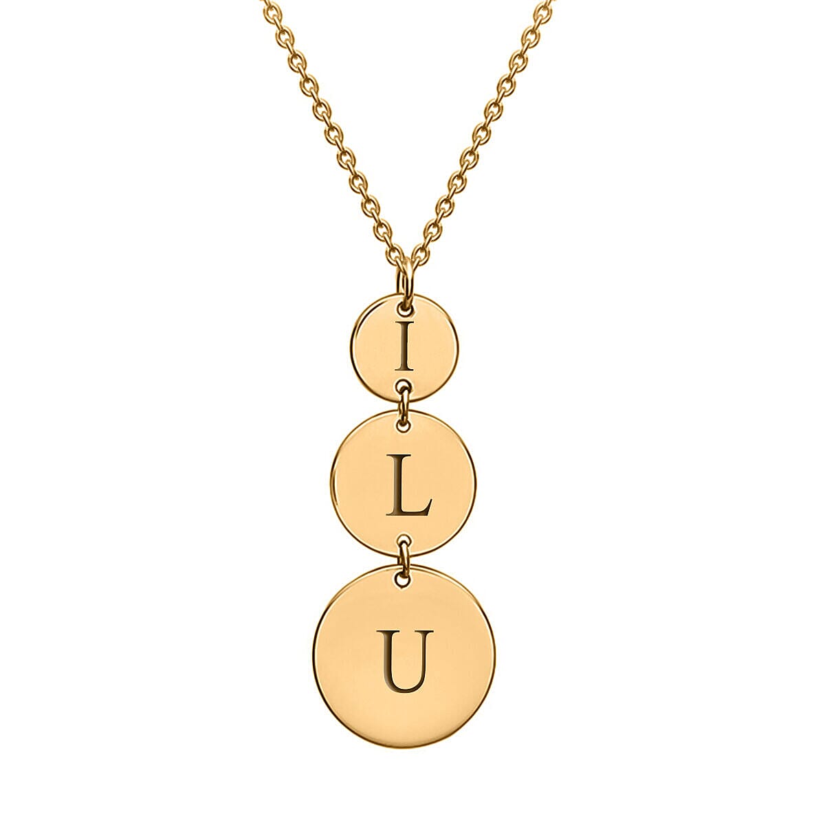 Personalised Engravable 9K Gold 10mm x 26mm 3-Disc Necklace, Size-16-17 Inch