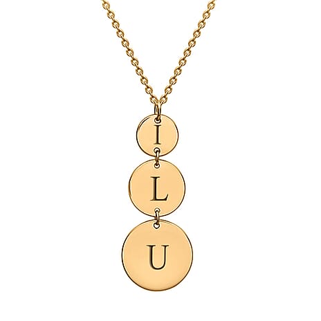 Personalised Engravable 9K Gold 10mm x 26mm 3-Disc Necklace, Size-16-17 Inch