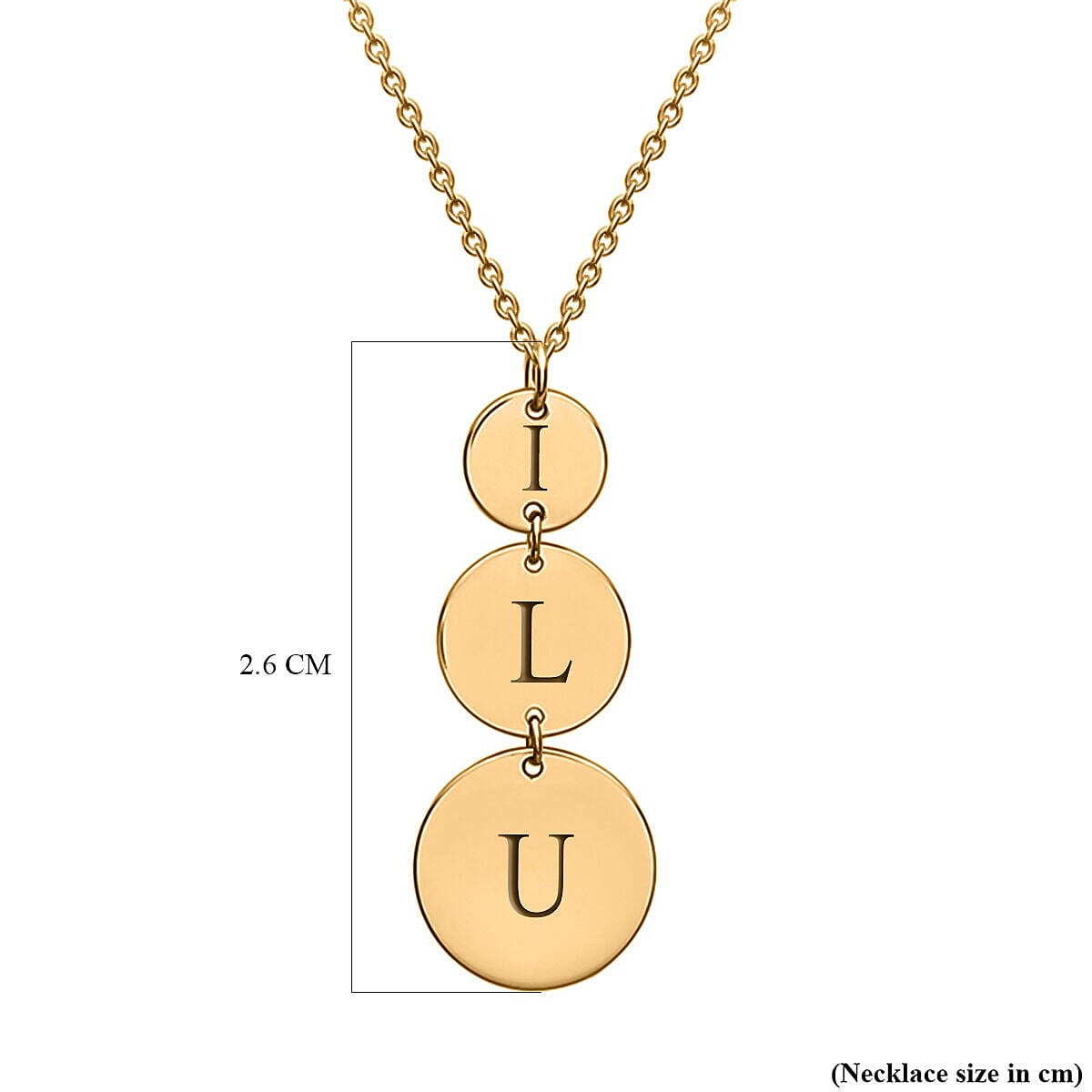 Personalised Engravable 9K Gold 10mm x 26mm 3-Disc Necklace, Size-16-17 Inch