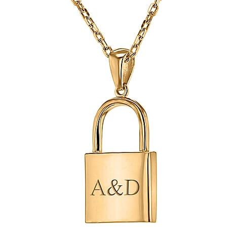 Personalised Engravable 11.4mm x 25.5mm Padlock Adjustable Necklace in Silver, Size-17.75-19.5 Inch