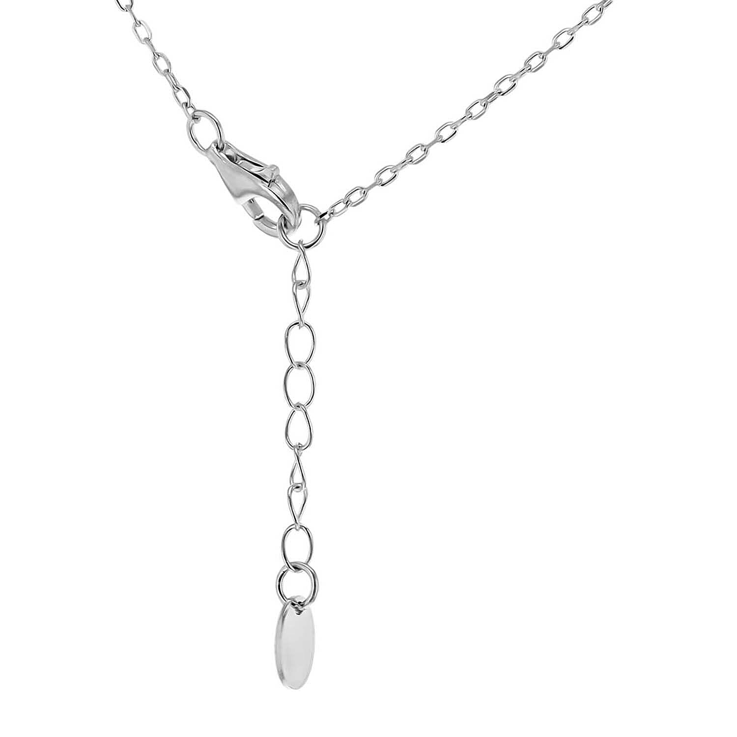 Personalised Engravable Rhodium Plated 15mm x 21mm Oval Spinner Adjustable Necklace in Silver, Size-17-18 Inch