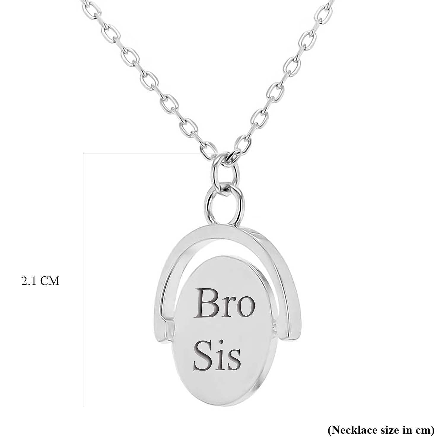 Personalised Engravable Rhodium Plated 15mm x 21mm Oval Spinner Adjustable Necklace in Silver, Size-17-18 Inch
