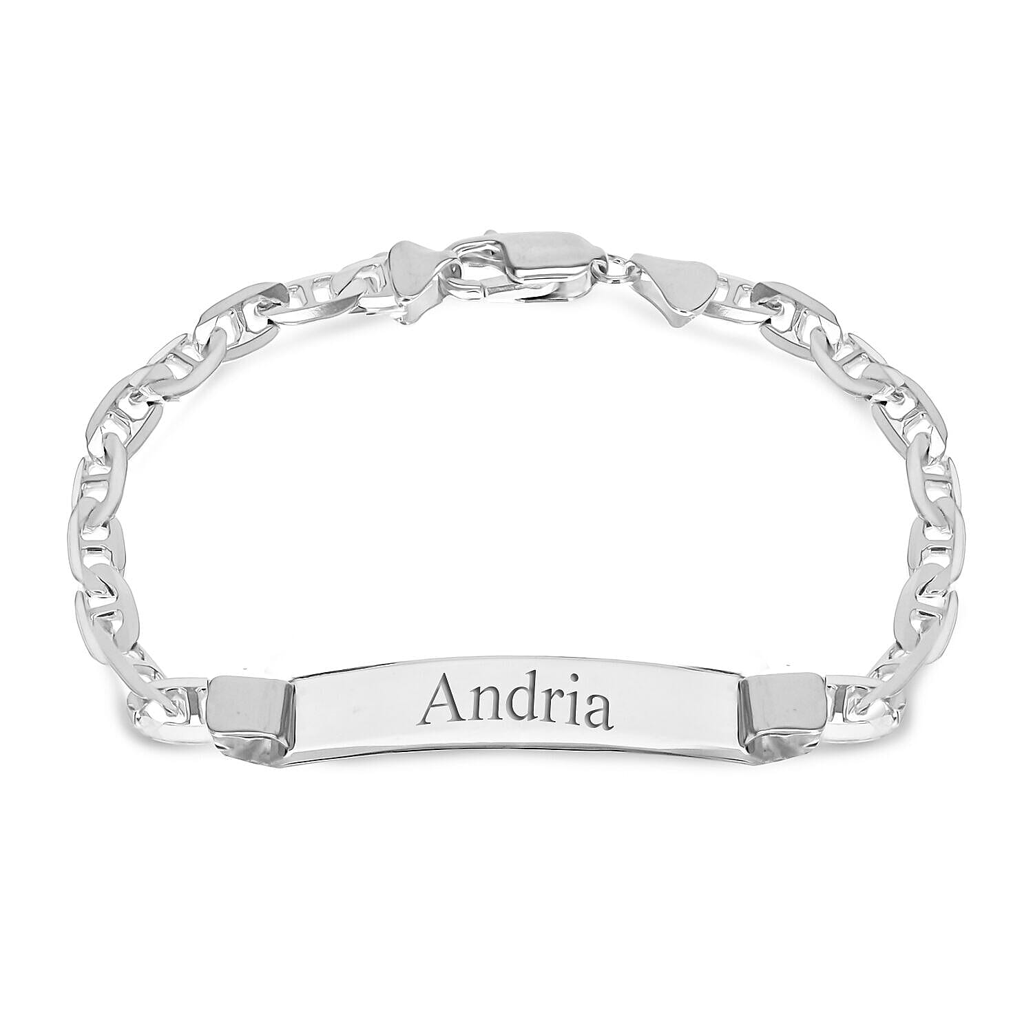 Personalised Engravable Rambo Chain 36mm x 8mm ID Bracelet in Silver, Size-8 Inch