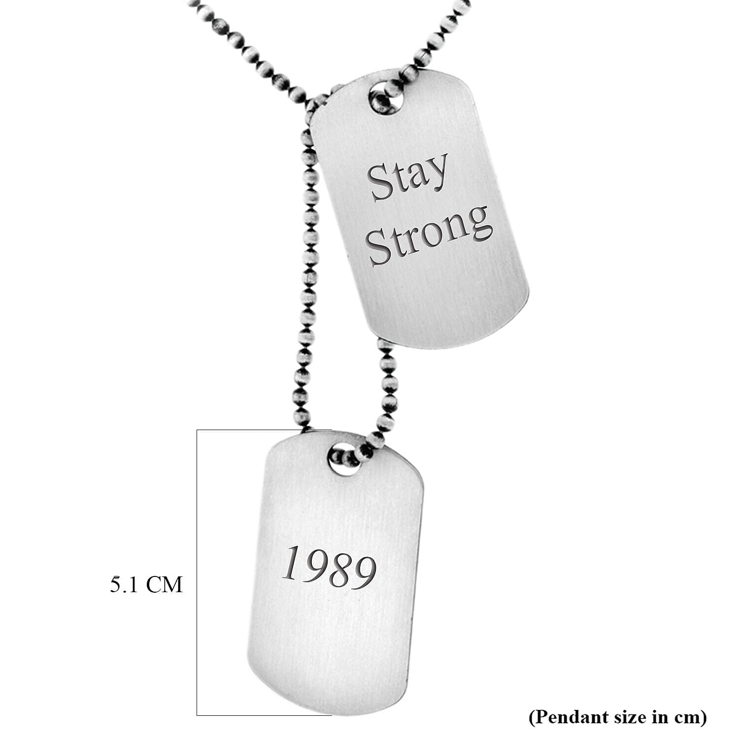 Personalised Engravable Oxidised Double Dog Tag on Ball Chain in Silver, Size-20 Inch