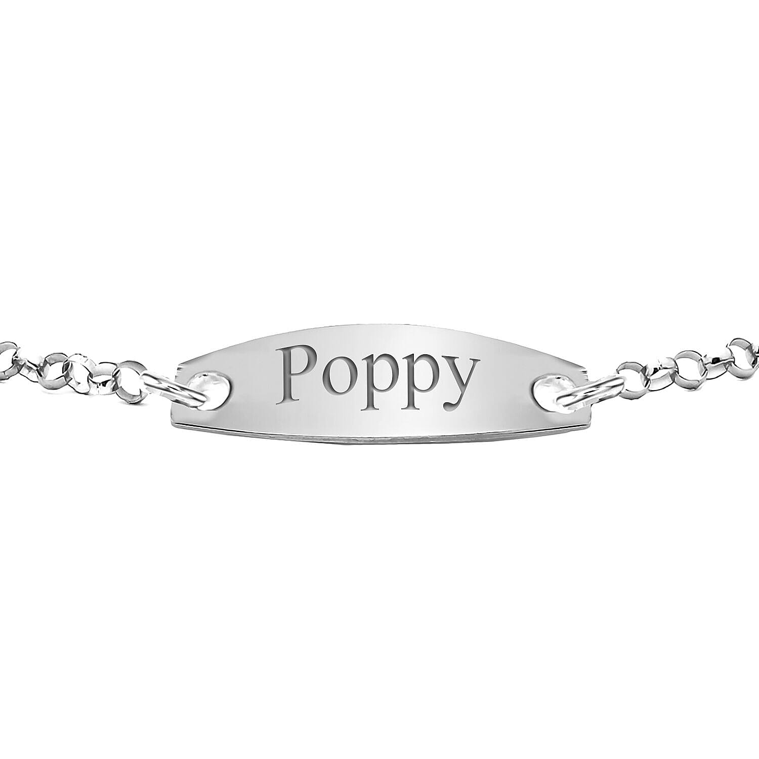 Personalised Engravable Oval 6.5mm x 15.5mm ID 2.2mm Belcher Bracelet in Silver, Size-5-6.5 Inch