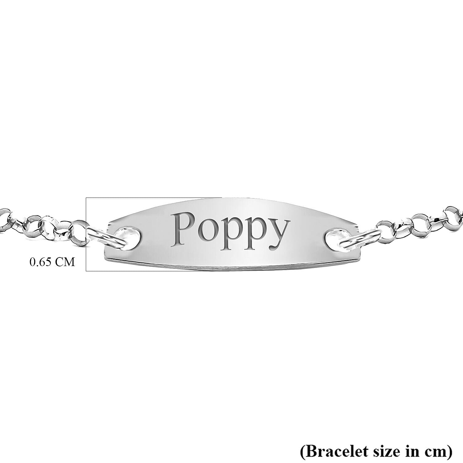 Personalised Engravable Oval 6.5mm x 15.5mm ID 2.2mm Belcher Bracelet in Silver, Size-5-6.5 Inch