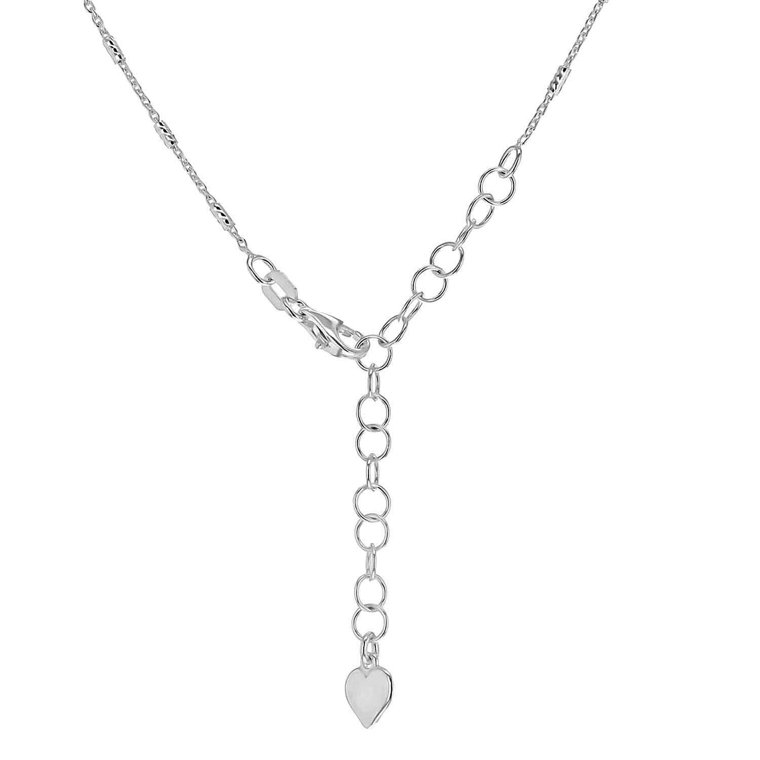 Personalised Engravable 9.5mm Disc Diamond Cut Bead-and-Trace-Chain Necklace in Silver, Size-16-18 Inch