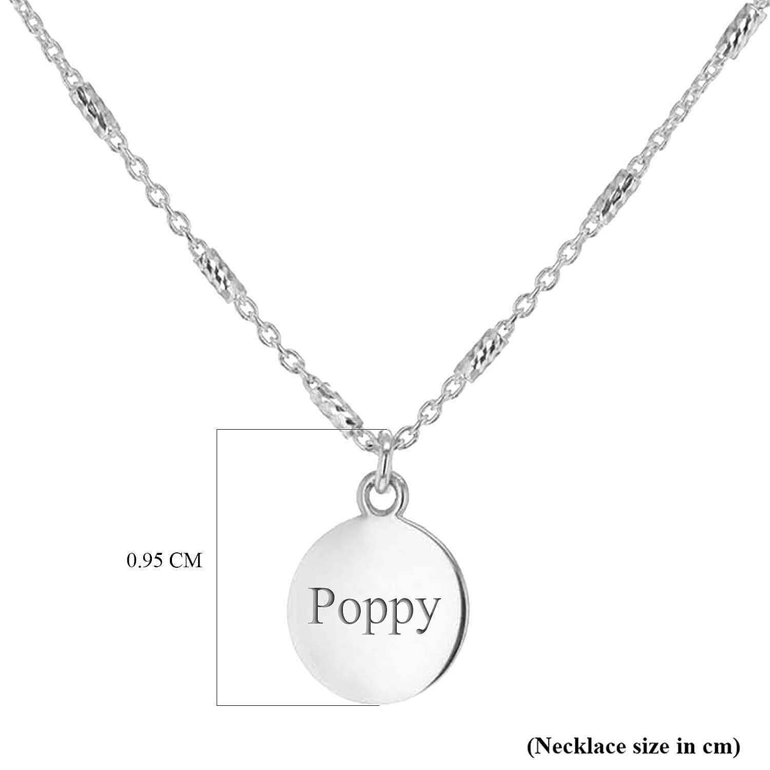 Personalised Engravable 9.5mm Disc Diamond Cut Bead-and-Trace-Chain Necklace in Silver, Size-16-18 Inch