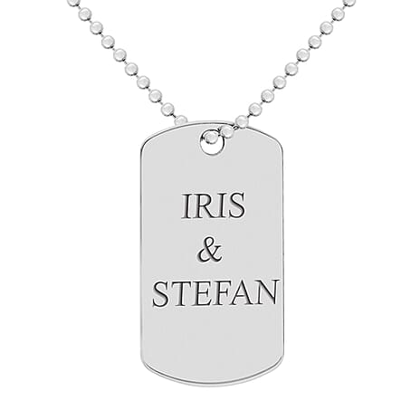 Personalised Engravabel 19mm x 34mm Dog-Tag Ball Chain in Silver, Size-20 Inch