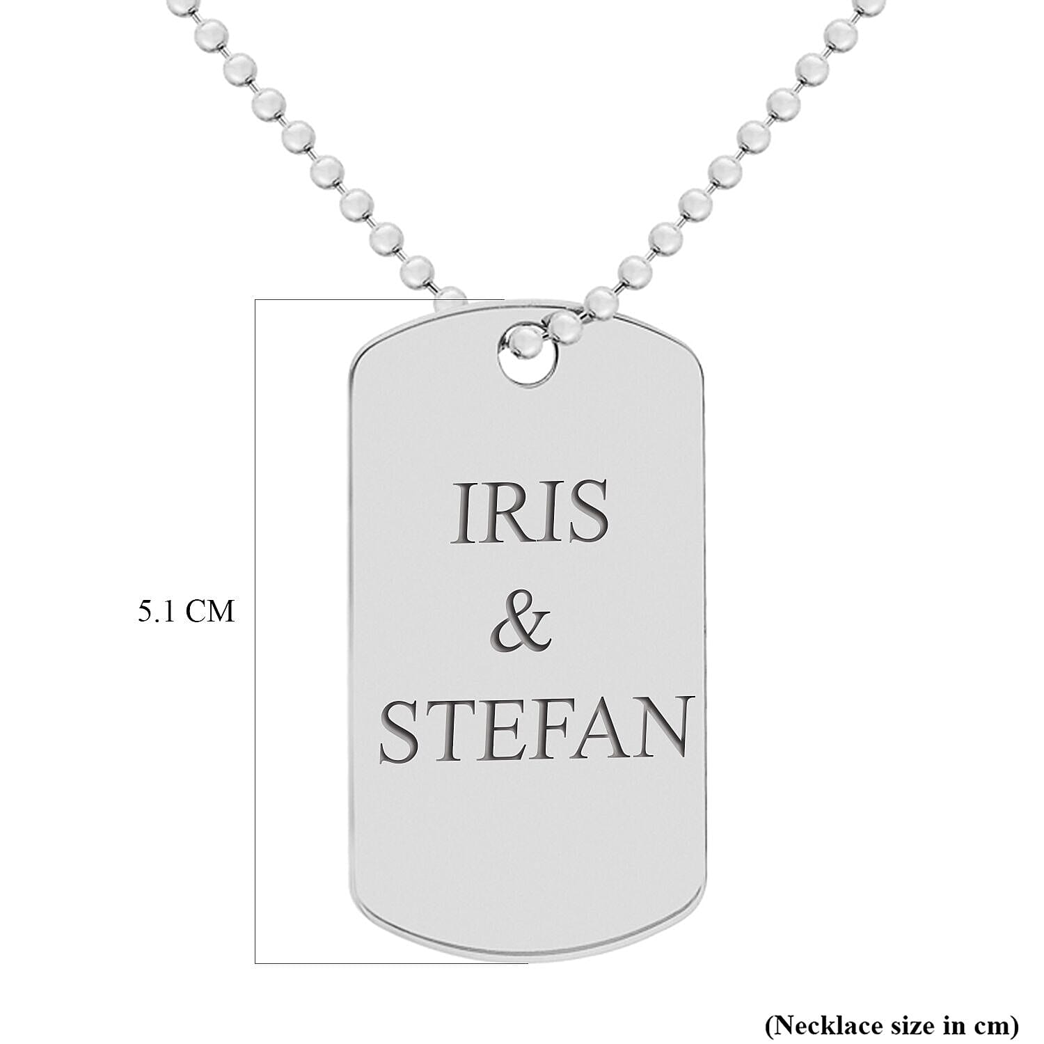 Personalised Engravabel 19mm x 34mm Dog-Tag Ball Chain in Silver, Size-20 Inch