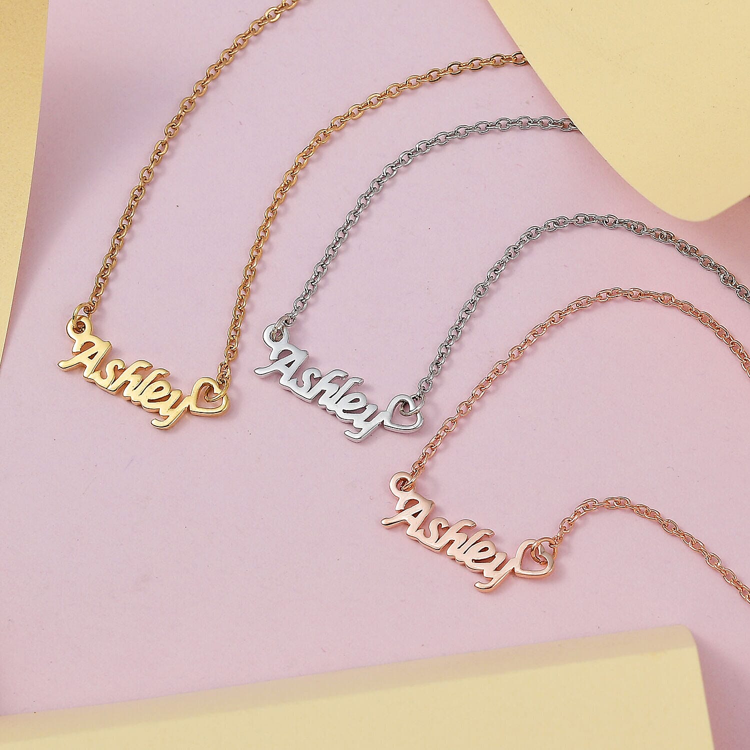 Personalised Engravable Heart Name Necklace in Silver, Size - 18-2 Inch, Font- Italic