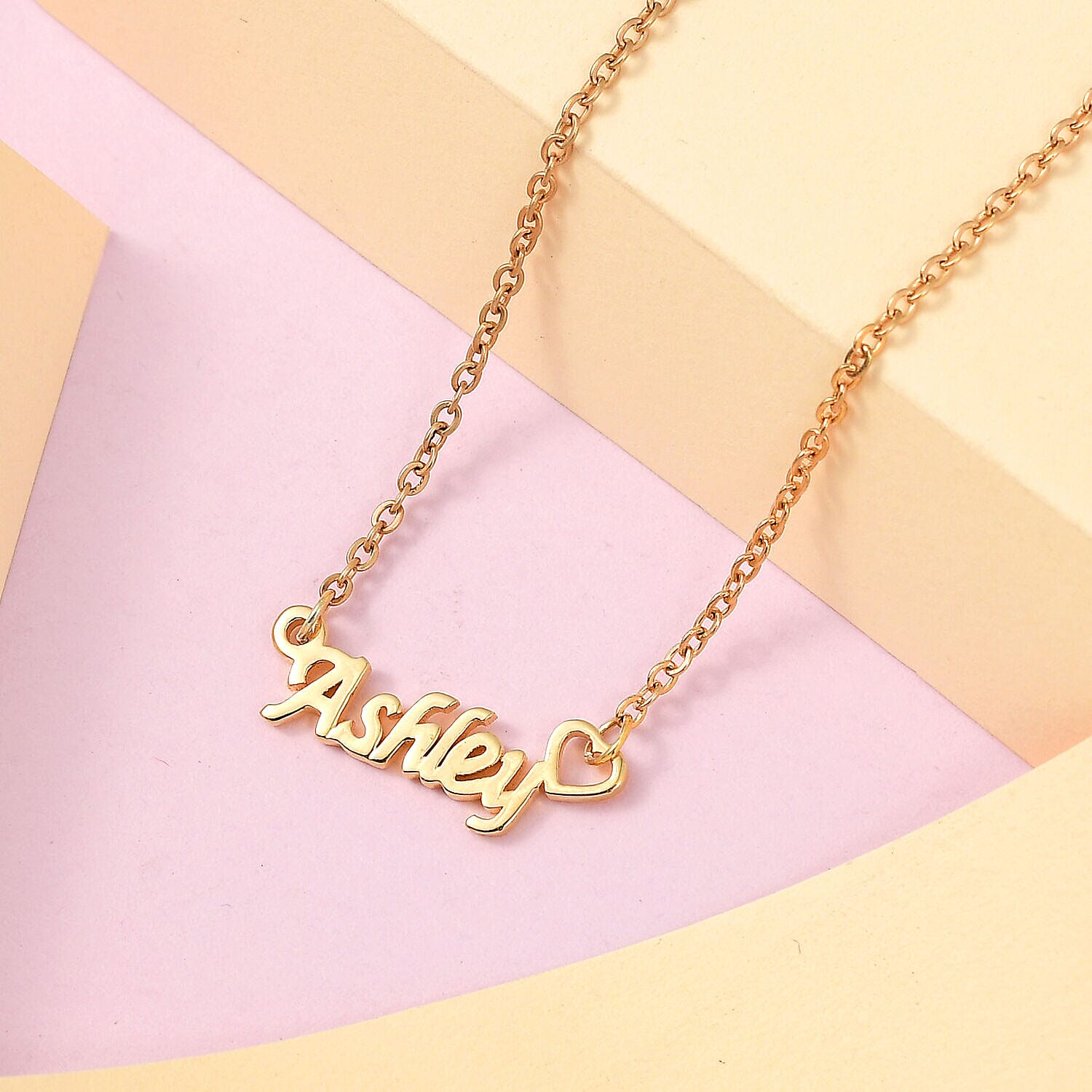 Personalised Engravable Heart Name Necklace in Silver, Size - 18-2 Inch, Font- Italic