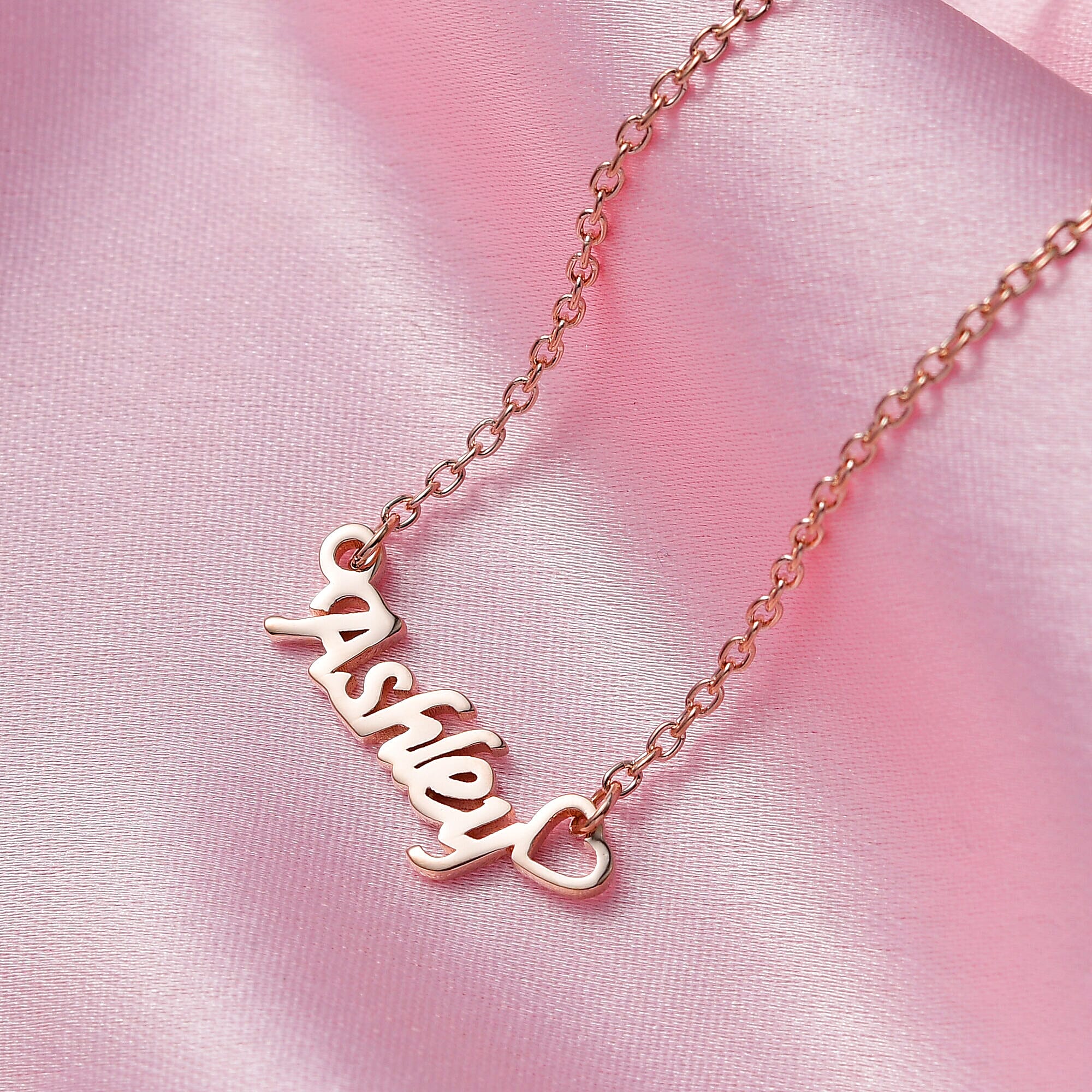 Personalised Engravable Heart Name Necklace in Silver, Size - 18-2 Inch, Font- Italic