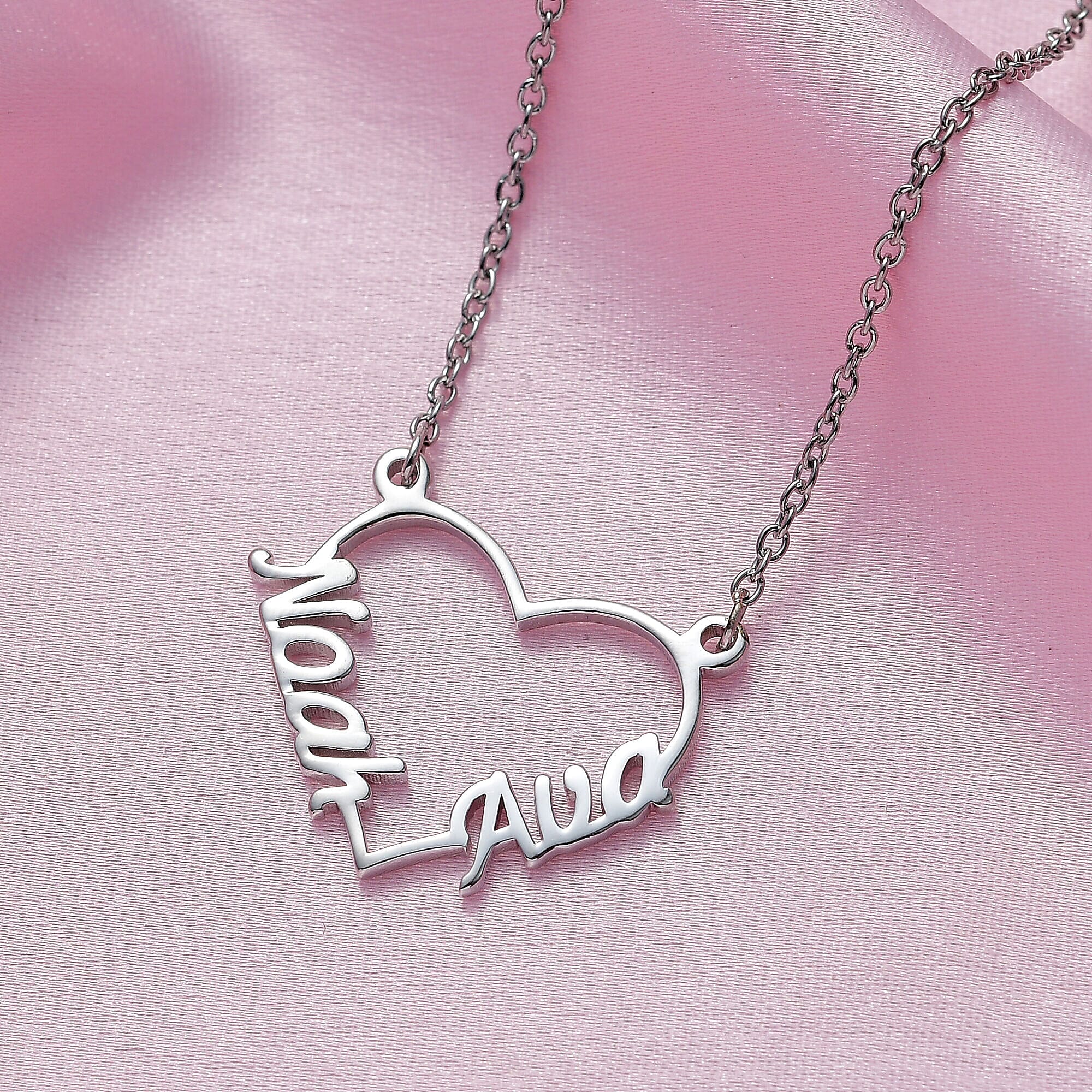 Two name clearance heart necklace