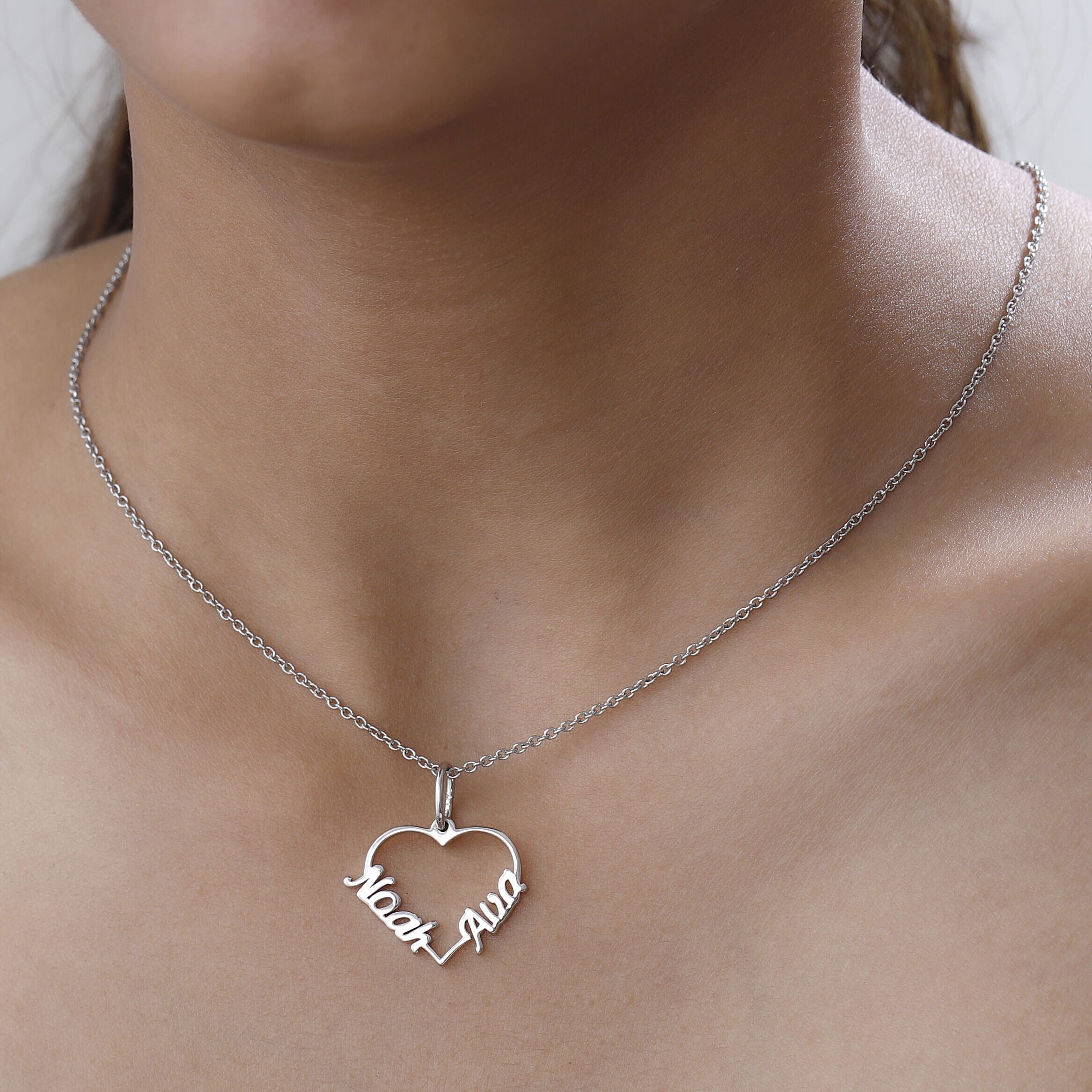 Two name necklace with on sale heart